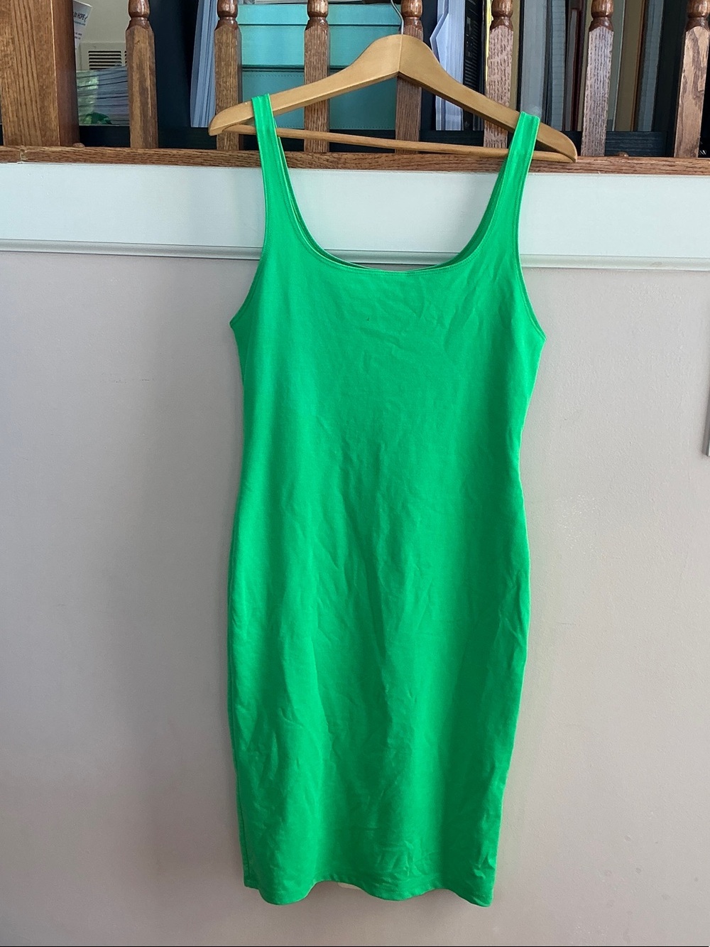 Zara Neon Green Sleeveless Scoop Neck Midi Dress